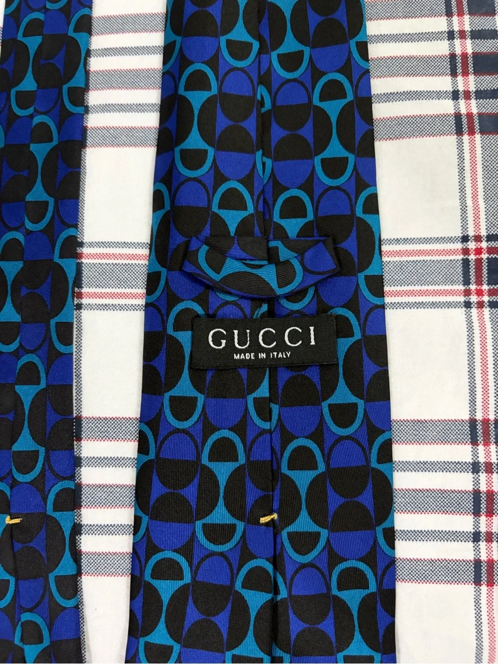 Gucci Silk Horsebit Tie Blue